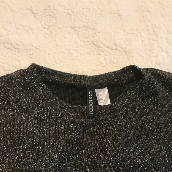 H&M Divided metallic silver dark gray long sleeve crewneck cropped sweater (M) - Picture 8 of 14